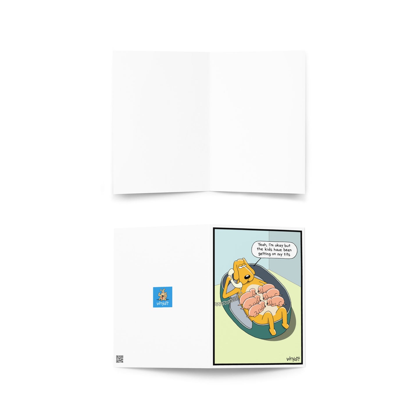 Getting on my tits greeting card - Whyatt Cartoons
