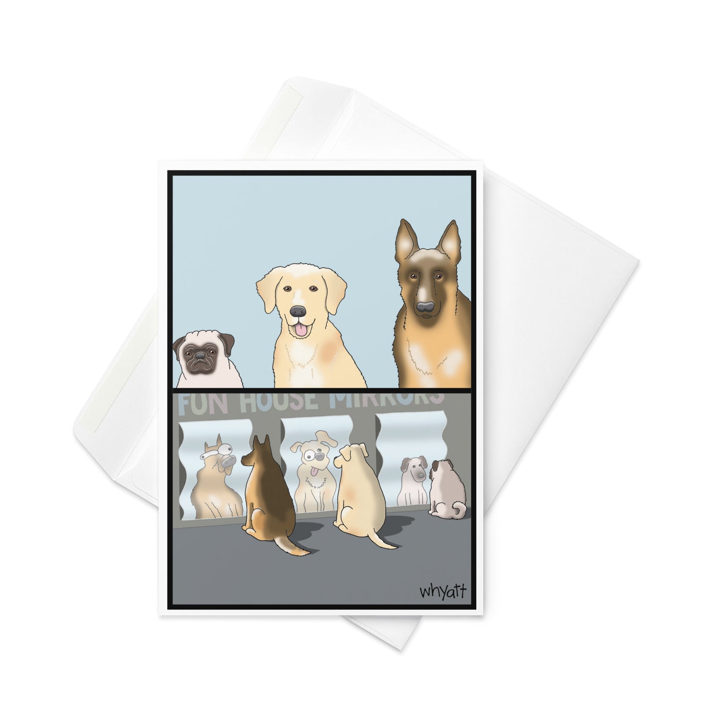 3 Dogs greeting card - Whyatt Cartoons
